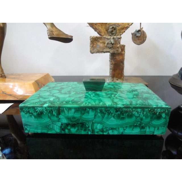 Green Vintage Decorative Malachite Box For Sale - Image 8 of 10
