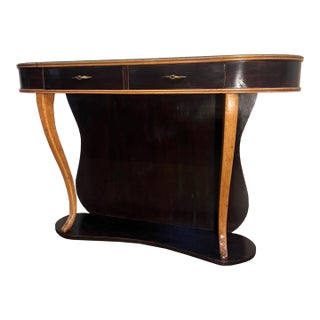 Vintage Italian Art Deco Milanese Console Table With Mirror Top For Sale