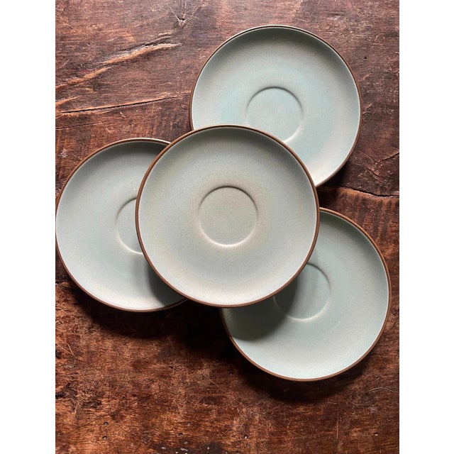 Ceramic Set of Four (4) Heath Ceramics Robin Egg Blue Pottery Saucer Plates For Sale - Image 7 of 8