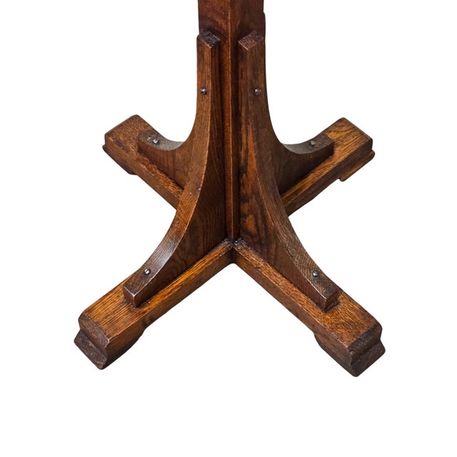 Early 20th Century Antique Arts & Crafts/Mission Style Oak Coat Rack Hall Tree For Sale - Image 5 of 6