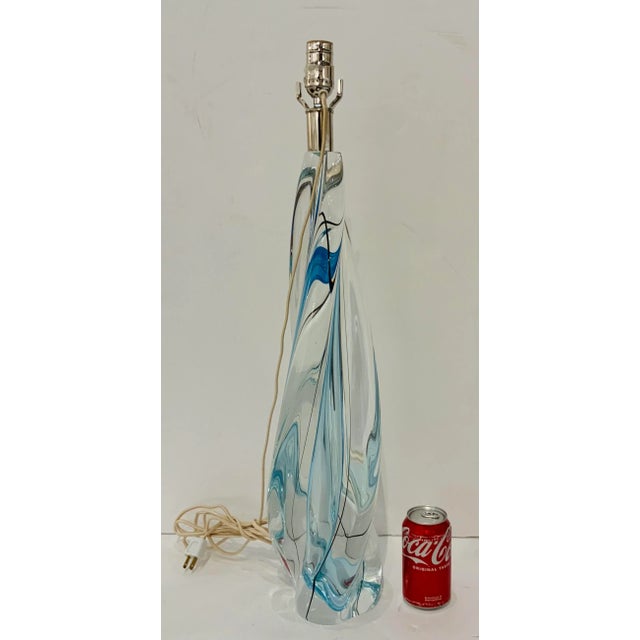Modern Large Blue Twisted Art Glass Table Lamp For Sale - Image 4 of 4