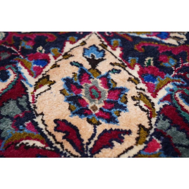 Red Vintage Persian Mashad Signed Rug 9'5'' X 12'2'' For Sale - Image 8 of 12