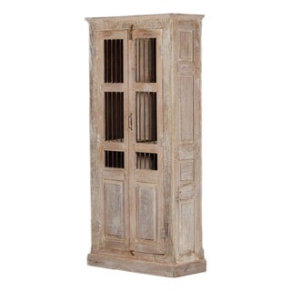 Armoire/Bookcase Made From Antique Bleached Teakwood Doors and Reclaimed Timbers For Sale
