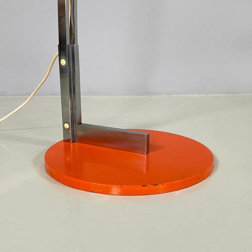 Italian Space Age Adjustable Floor Lamp in Metal and Orange Metal, 1970s For Sale - Image 14 of 17
