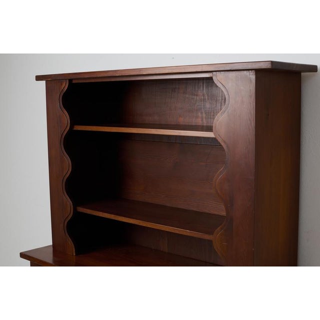 Brown Swedish Modern Stained Pine Cabinet attributed to Otto Dahlin for Åby Möbelfabrik, 1940s For Sale - Image 8 of 11