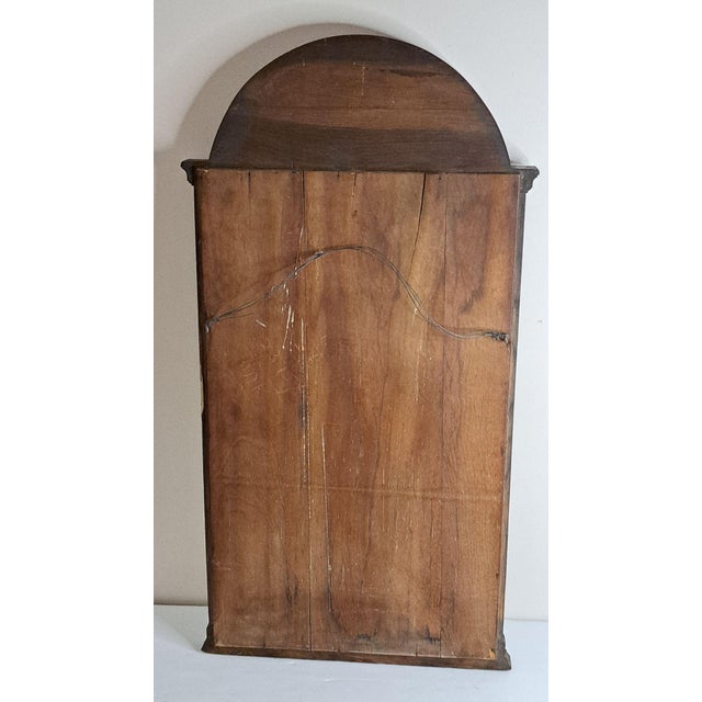 Wood Antique 1910s Carved Oak Wall Mirror Arched Top Floral Wood Stamped #2375 32x17 For Sale - Image 7 of 12