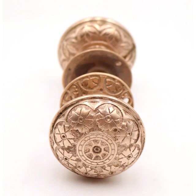 Antique 1870s Polished Brass Vernacular Door Knob Set For Sale - Image 6 of 7