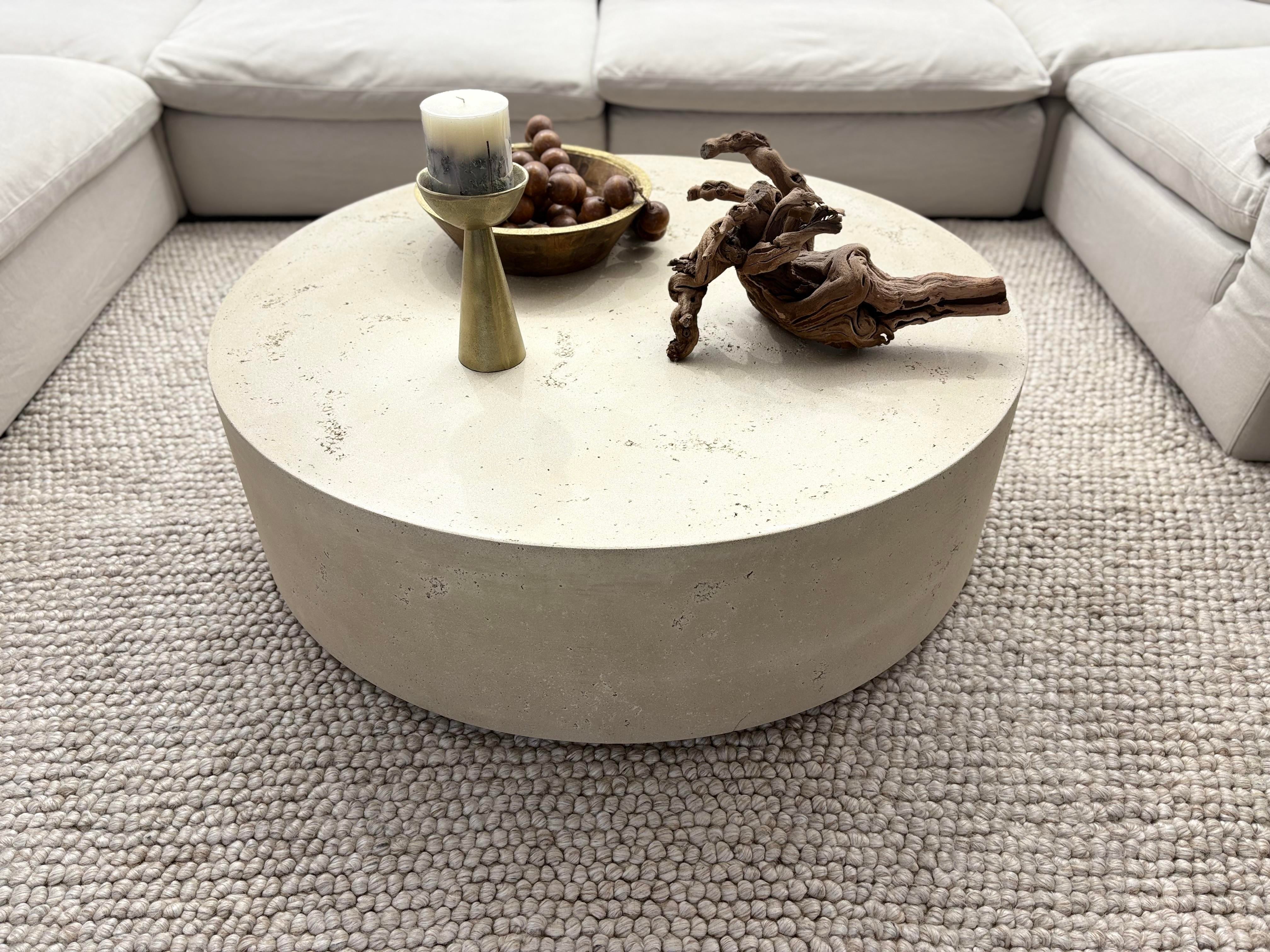 Rh Ixtapa Round Coffee Table – 48” Limestone Finish (Indoor