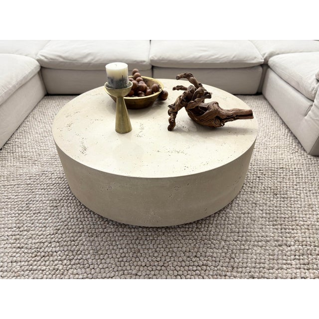 Rh Ixtapa Round Coffee Table – 48” Limestone Finish (Indoor / Outdoor) For Sale - Image 10 of 16