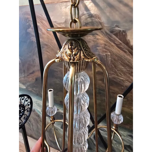 Metal Mid Century Modern Designer Italian Chandelier 1950's For Sale - Image 7 of 14