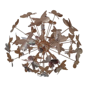 Italian Hammer Brass Butterfly Sputnik Chandelier