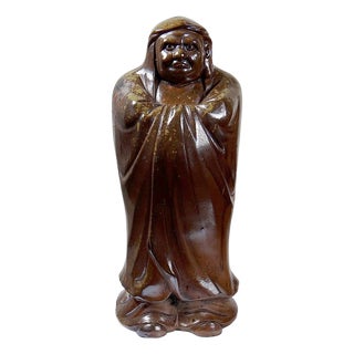 Sandstone Daruma Okimono Statuette from Bizen, Japan, 20th Century For Sale