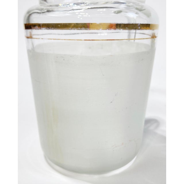 Transparent Vintage Etched Glass Gold Rimmed Pitcher and 12 Glasses, Set of 13 For Sale - Image 8 of 8