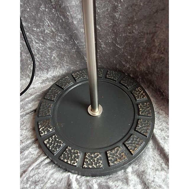 Metal Vintage Brutalist Floor Lamp with Metal Base and Red Fabric Shade, 1970s For Sale - Image 7 of 9