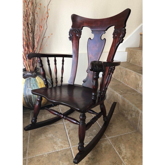 Jacobean Colonial RevivalInspired Carved Rocking Chair Chairish