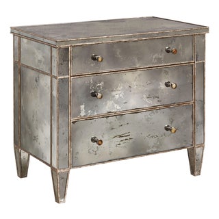 Century Furniture Silver Leaf Mirrored Bedside Chest For Sale
