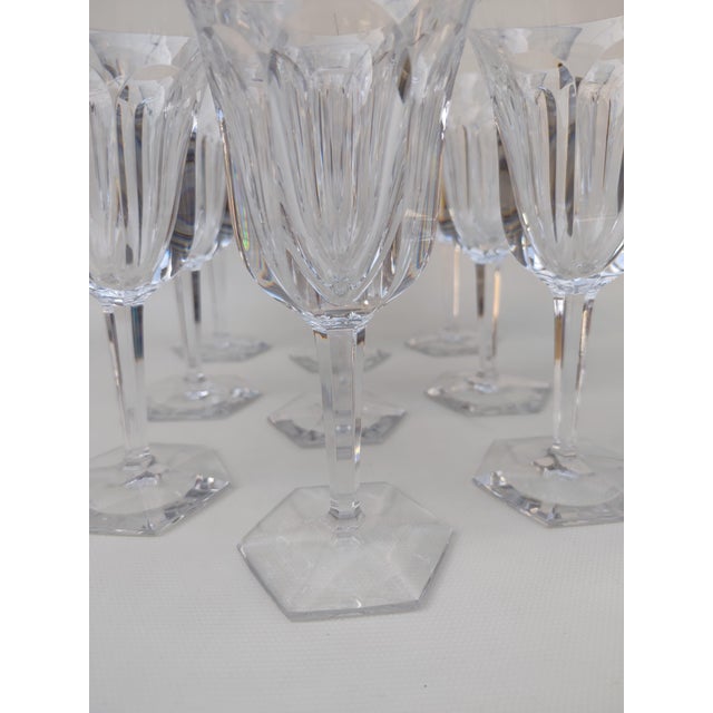 Nine large Baccarat crystal glasses, Malmaison pattern. 19 cm. A very beautiful pattern with substantial material. Flat...