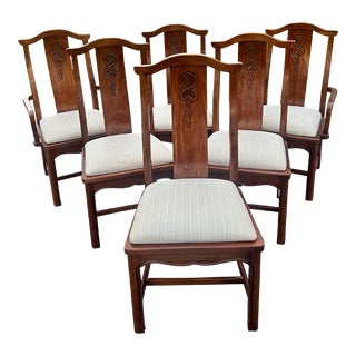 Thomasville Mystique Chinoiserie Asian Inspired Dining Chairs - Set of 6 For Sale