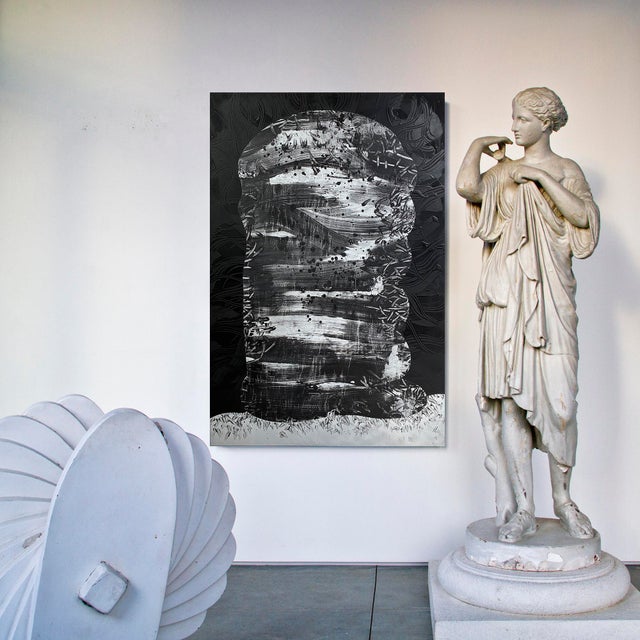 " Onyx Mined by Silver" by Michael DesRosiers Polymer Paint on MDF Panel (2022) For Sale - Image 10 of 11