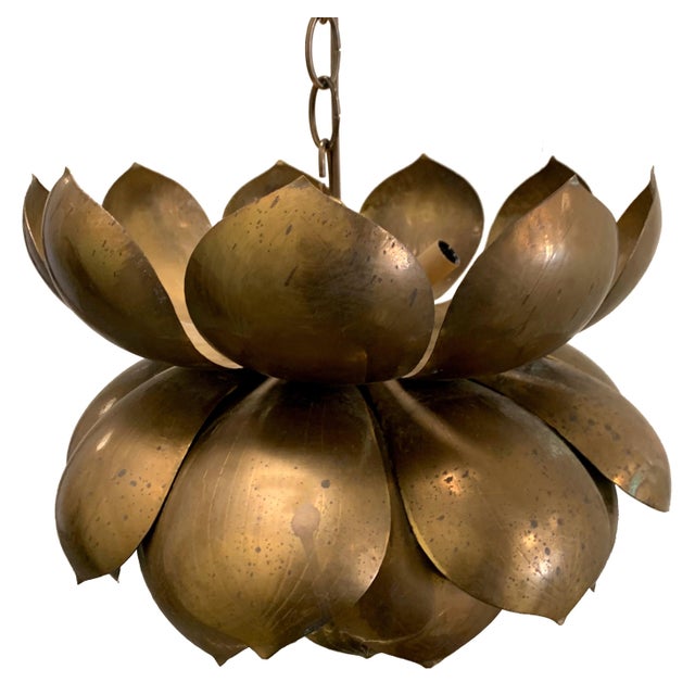 1970s Large Brass Lotus Pendant Light by Feldman Chairish