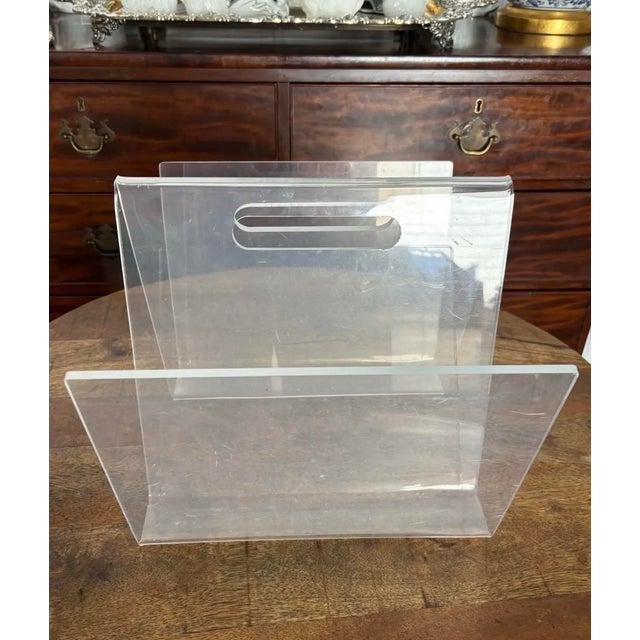 A Classic vintage bent lucite “W” shaped acrylic magazine holder in great condition. Adds just the right amount of...