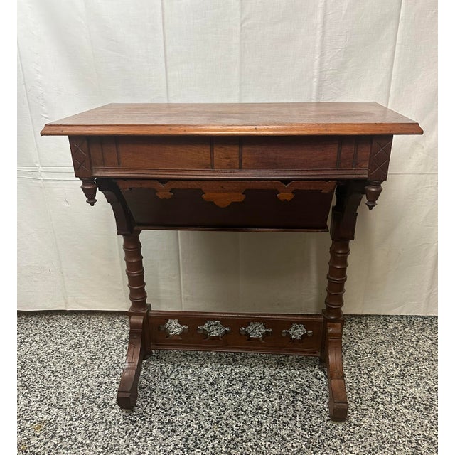 Victorian Eastlake Sewing Table 1870’s For Sale - Image 9 of 11