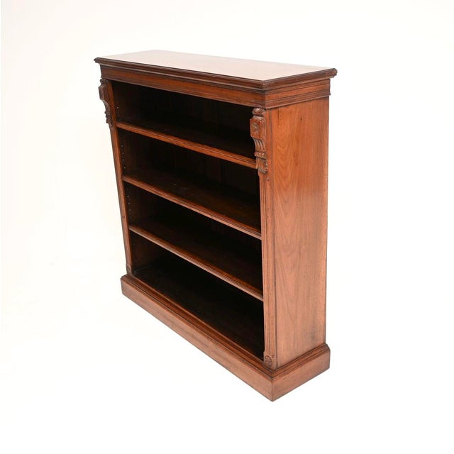 Antique Victorian Walnut Open Bookcase, 1870s For Sale - Image 4 of 11