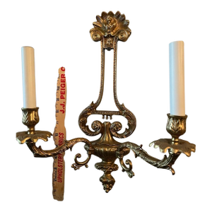 Vintage Neoclassical Style Urn Design Brass 2 Light Wall Sconce