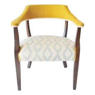 Mid-Century Yellow & Light Blue Arm Chair For Sale