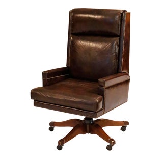 Executive Leather Desk Chair by Baker Furniture For Sale