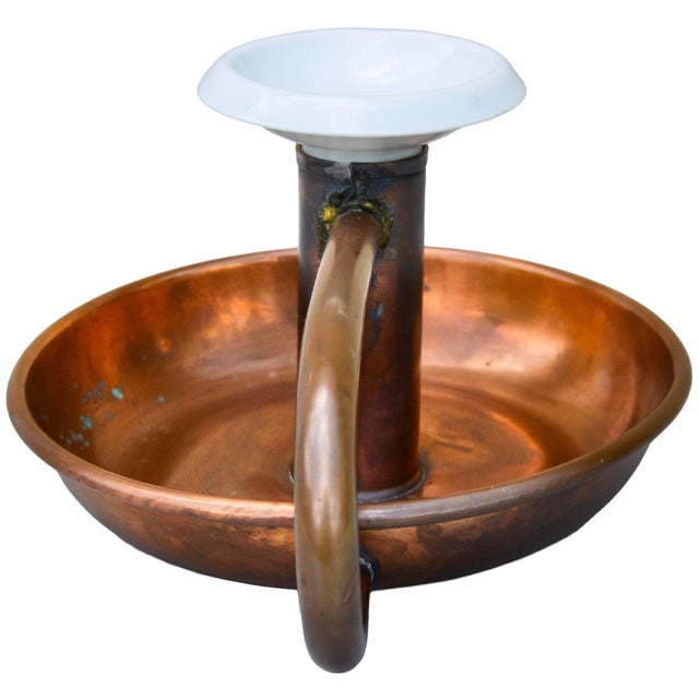 Mid 20th Century Handmade Americana Copper Candleholder With Ceramic Top For Sale - Image 4 of 8