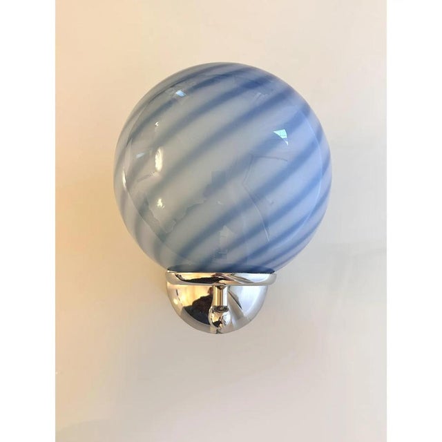 Blue Swirl Rods Murano Glass Wall Sconces by Simoeng, Set of 2, in Exhibition Piece conditions. Designed from 2000 US Plug...