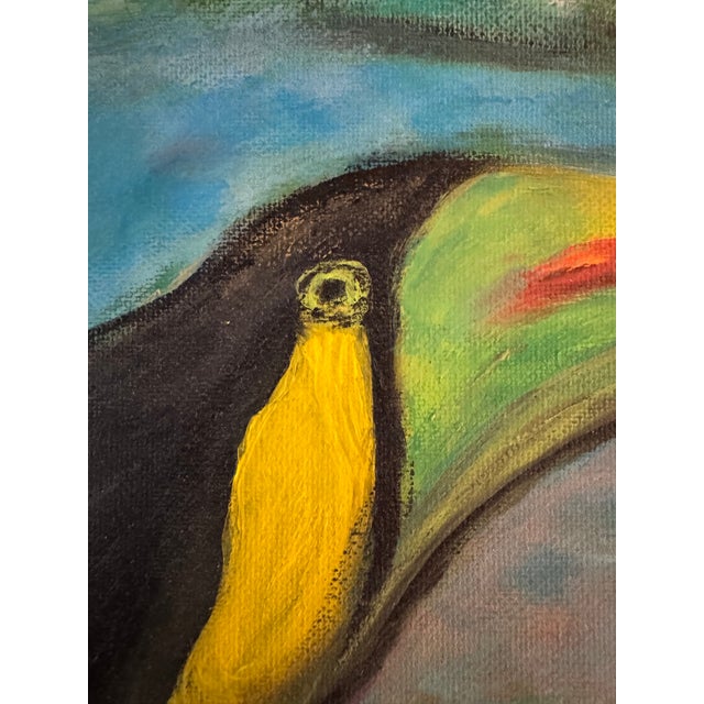 Large Vibrant Tropical Toucan Painting, Signed Mampel For Sale - Image 4 of 10