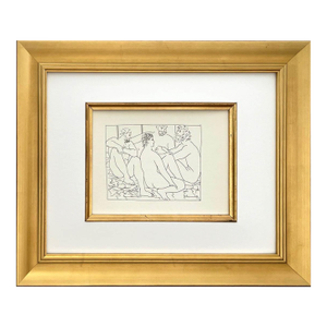 1970s Picasso 28 Four Seated Nude Men Framed