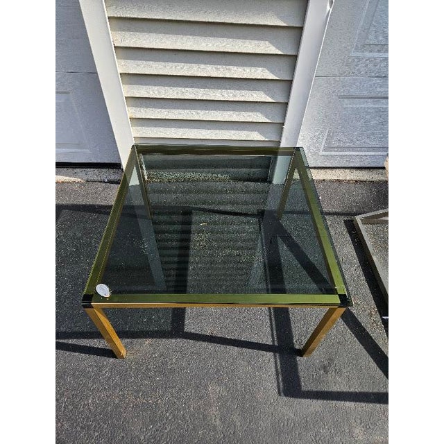 Hollywood Regency Hollywood Regency Brass & Smoked Glass Coffee Table For Sale - Image 3 of 5