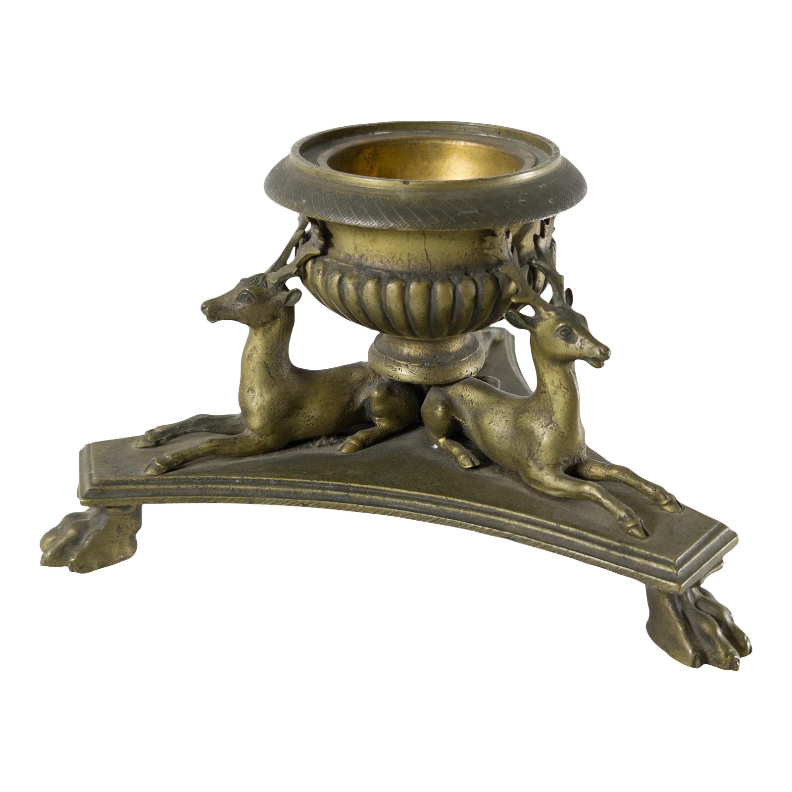 19th Century Grand Tour Renaissance Revival Inkwell With Deer | Chairish