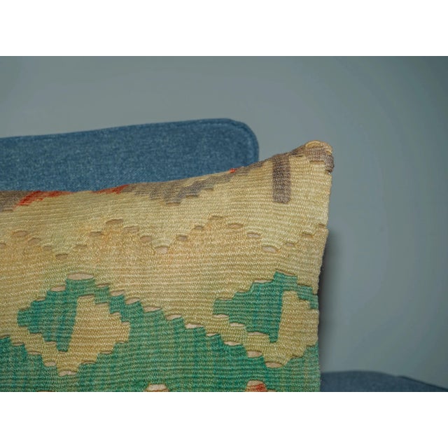 2020s Soft Pastel Geometric Kilim Pillow – 16x16 Vintage Handwoven Cover For Sale - Image 5 of 8