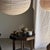 Very Large Round Pinkish Rattan and Natural Linen Pendant Light For Sale - Image 17 of 18