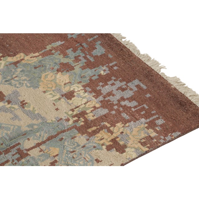 2010s Rug & Kilim’s Abstract Runner in Brown, White and Blue Patterns For Sale - Image 5 of 7