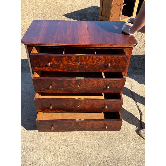 French Provincial 19th Century Louis Philippe Flam Mahogany Chest of Drawer / Commodes For Sale - Image 3 of 12