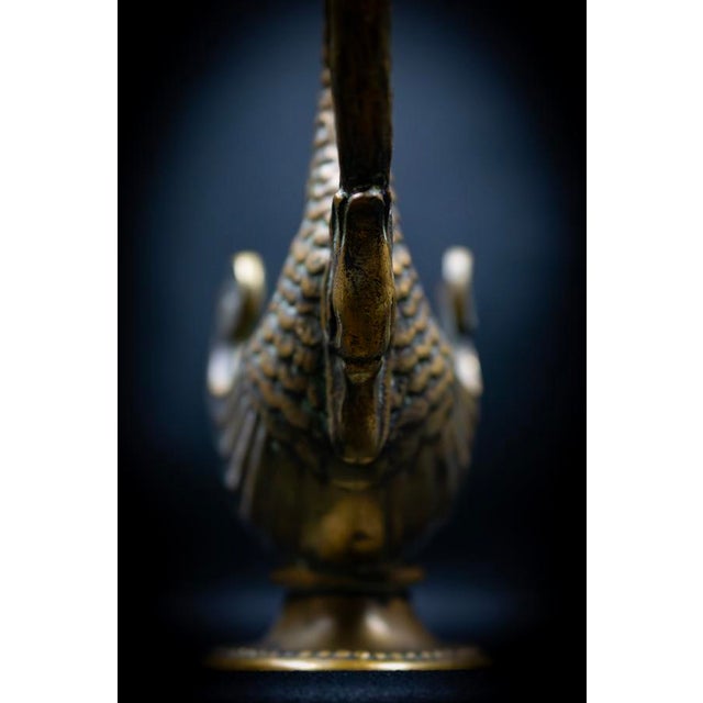 Art Deco Zoomorphic Patinated Bronze Ewer with Swan Handle by Max Le Verrier, France, 1925-1935 For Sale - Image 6 of 11