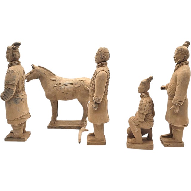 Chinese Vintage Lintong Museum Terracotta Warriors 5 Piece Boxed Replica Set 12" For Sale - Image 3 of 18