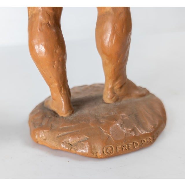 Ceramic MId-Century Redware Terra Cotta Asian Figure by Vivian Ellis for Fred Press For Sale - Image 7 of 9
