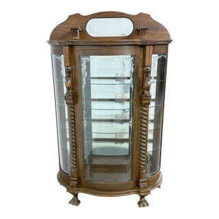 Antique European Revival Curved Glass Display Cabinet Early 20th Century For Sale
