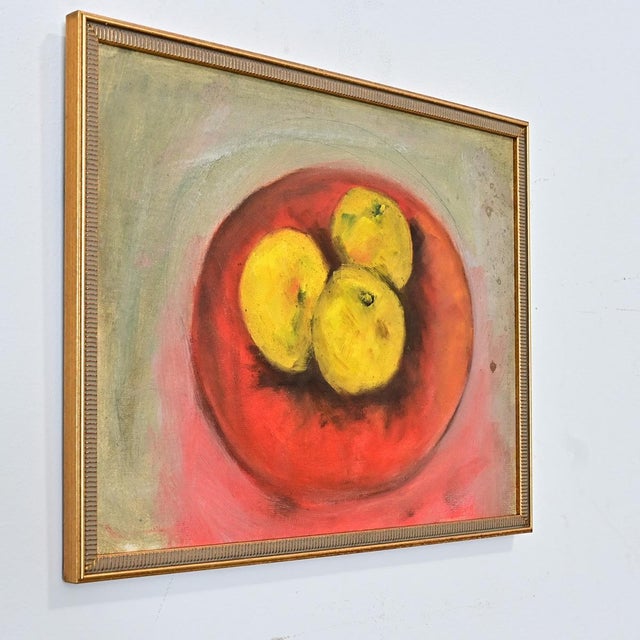 French Vintage Framed Still Life of Apples in a Red Bowl For Sale In Baton Rouge - Image 6 of 8