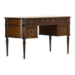 Mid Century Walnut Desk With Leather Top For Sale