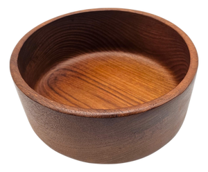 Mid-Century Solid Teak Turned Serving Bowl, Scandinavian Modern 10"