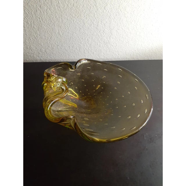 1980s Murano Italy Amber Glass Bullicante Sculptural Bowl For Sale In Dallas - Image 6 of 12