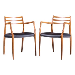 Niels Moller Model 62 Mid Century Danish Teak Captains Chairs - Pair For Sale