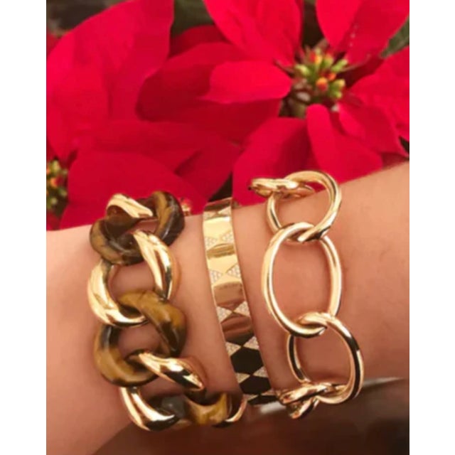 Christina Addison 18kt Yellow Gold and Onyx and Link Bracelet For Sale - Image 11 of 12